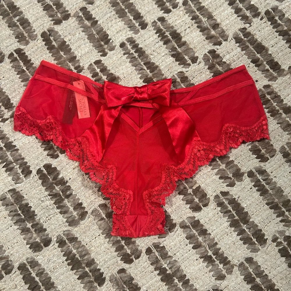 Victoria's Secret Red Lace Bow Panties